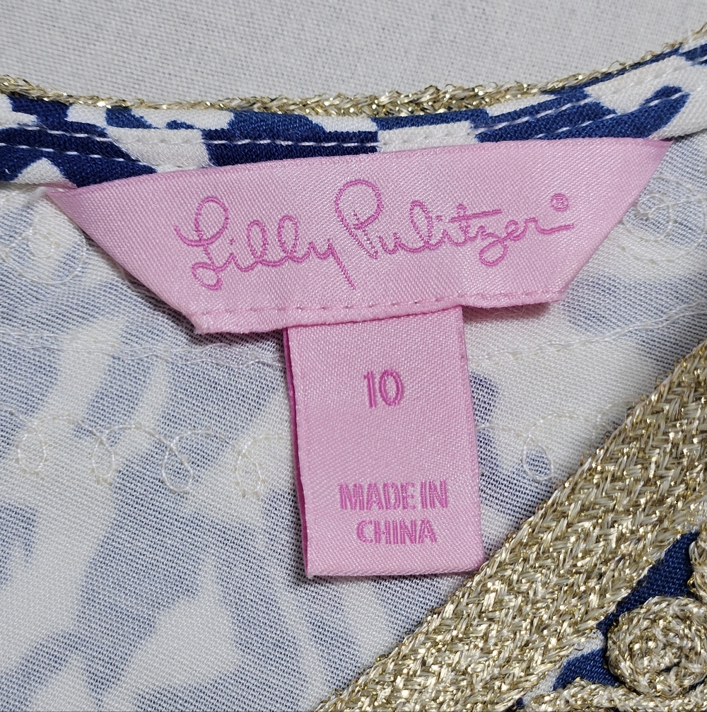 Lilly Pulitzer Carlotta Midi Shift Dress Rayon Stretch Boho Cottagecore Blue M - Picture 9 of 16